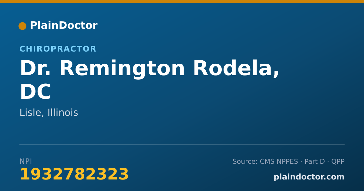 Shareable card for Remington Rodela, DC - Chiropractor, Lisle, IL