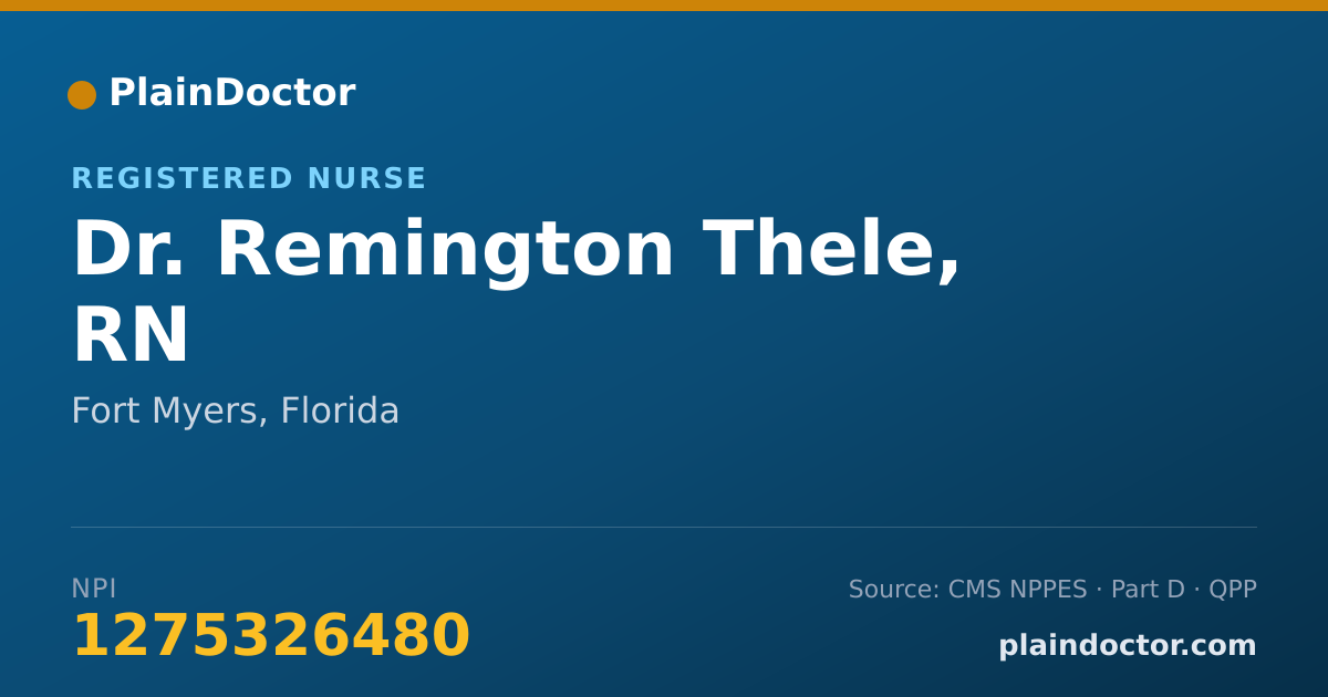 Shareable card for Remington Thele, RN - Registered Nurse, Fort Myers, FL