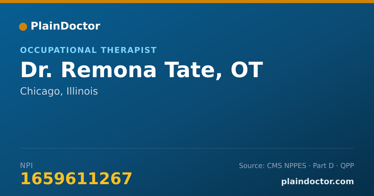 Shareable card for Remona Tate, OT - Occupational Therapist, Chicago, IL