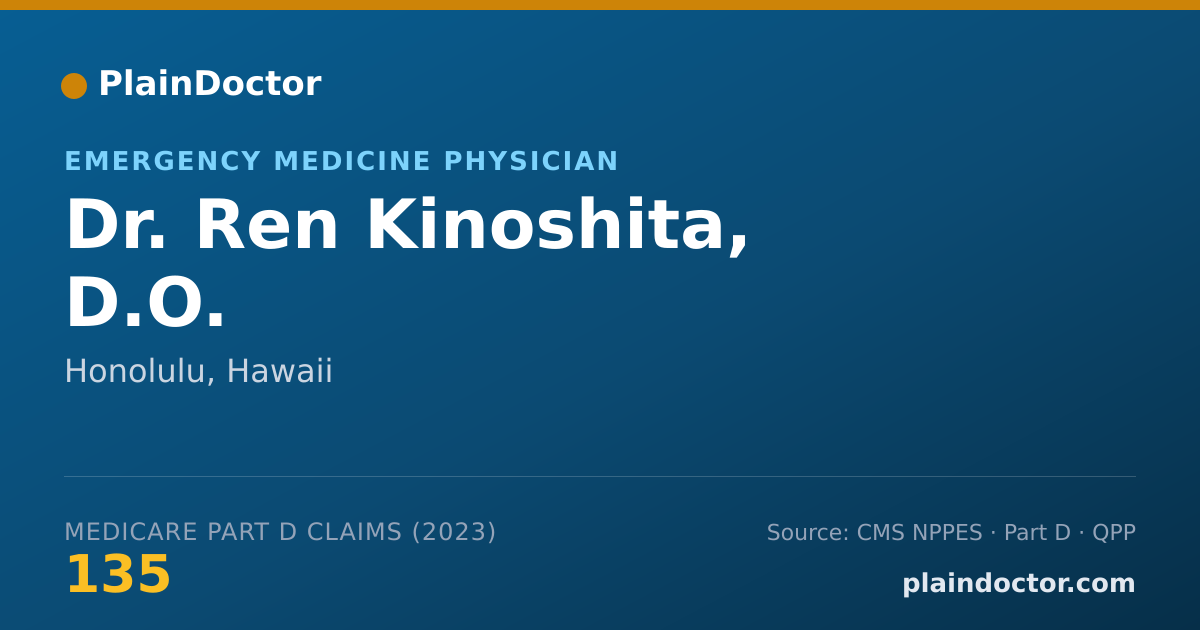 Shareable card for Ren Kinoshita, D.O. - Emergency Medicine Physician, Honolulu, HI