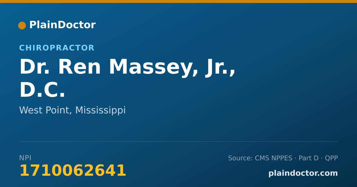 Shareable card for Ren Massey, Jr., D.C. - Chiropractor, West Point, MS