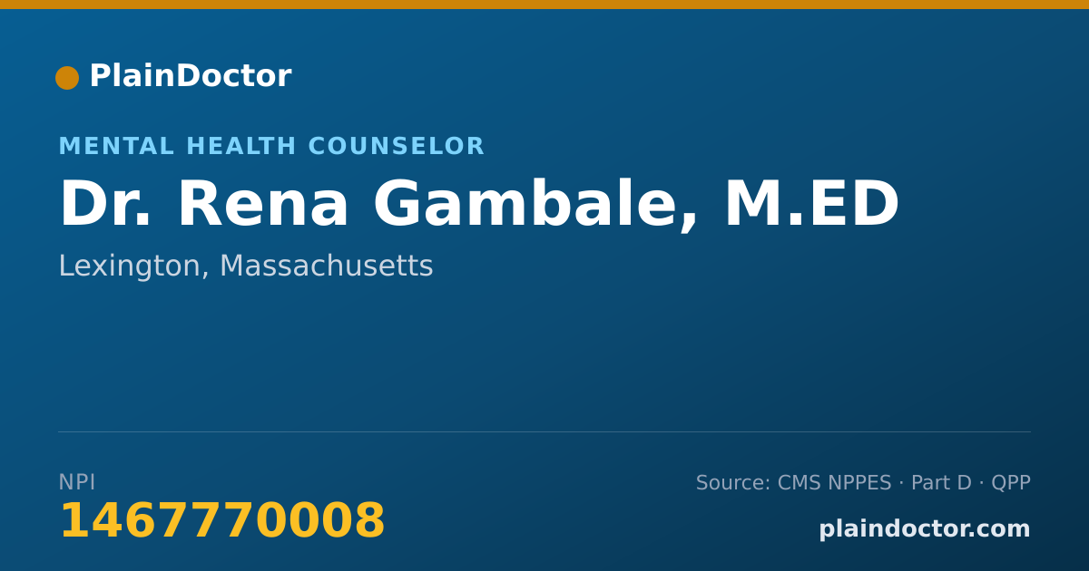Shareable card for Rena Gambale, M.ED - Mental Health Counselor, Lexington, MA