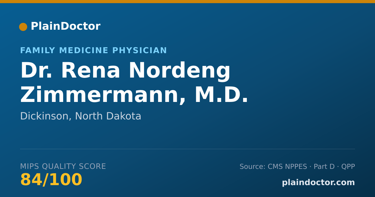 Shareable card for Rena Nordeng Zimmermann, M.D. - Family Medicine Physician, Dickinson, ND