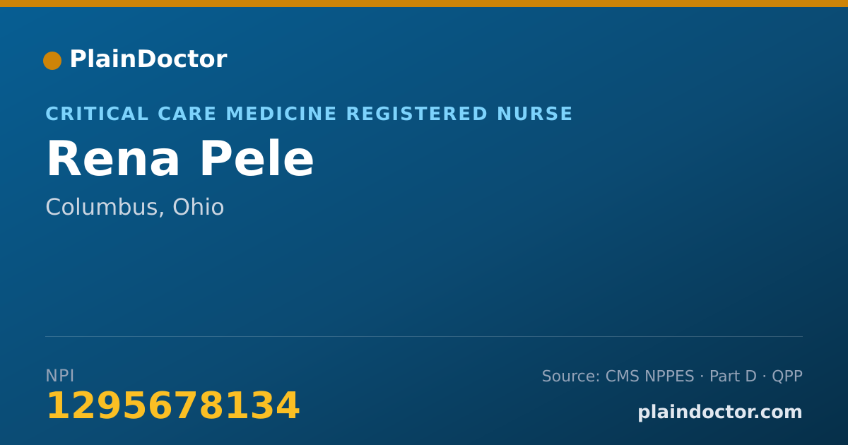 Shareable card for Rena Pele - Critical Care Medicine Registered Nurse, Columbus, OH