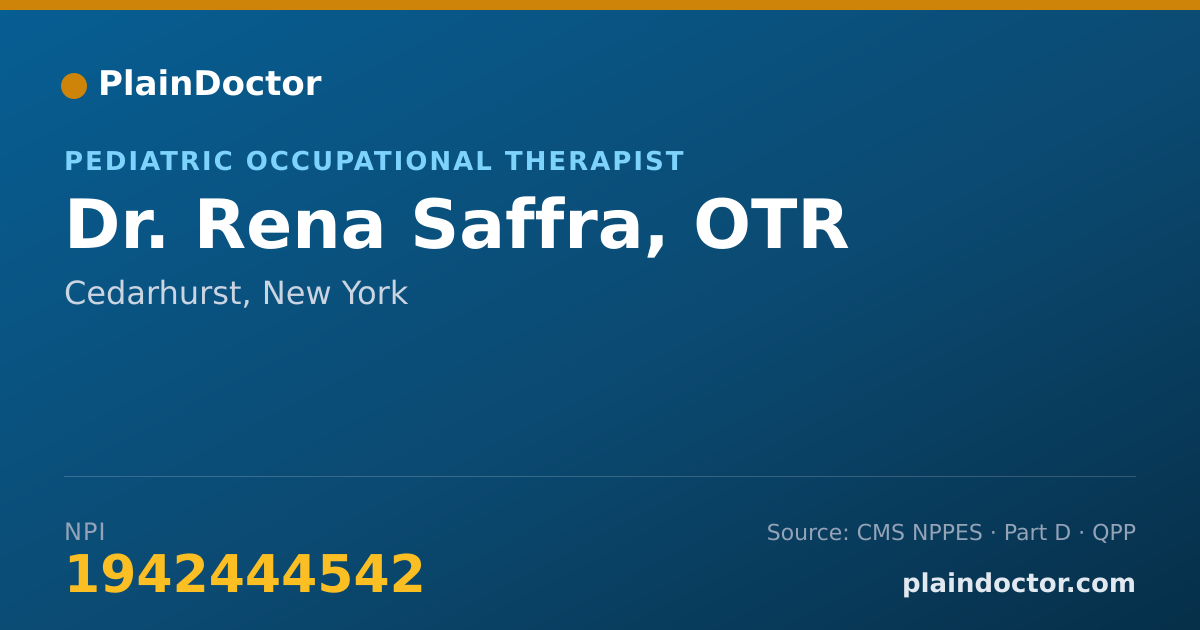 Shareable card for Rena Saffra, OTR - Pediatric Occupational Therapist, Cedarhurst, NY