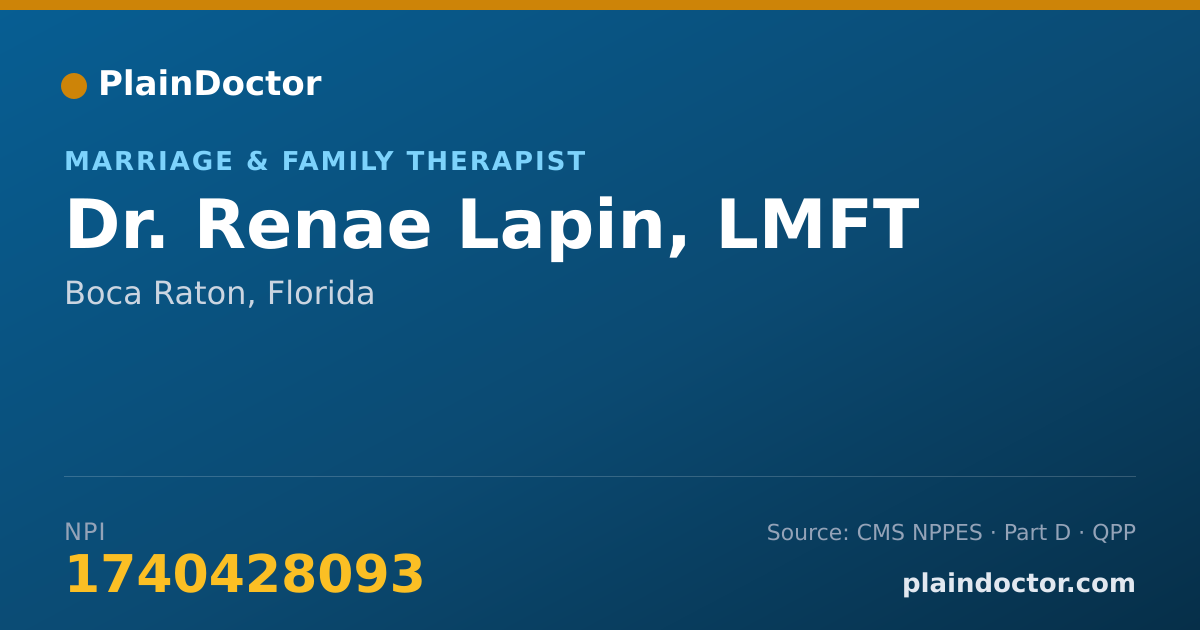 Shareable card for Renae Lapin, LMFT - Marriage & Family Therapist, Boca Raton, FL