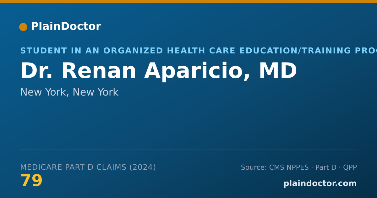 Shareable card for Renan Aparicio, MD - Student in an Organized Health Care Education/Training Program, New York, NY