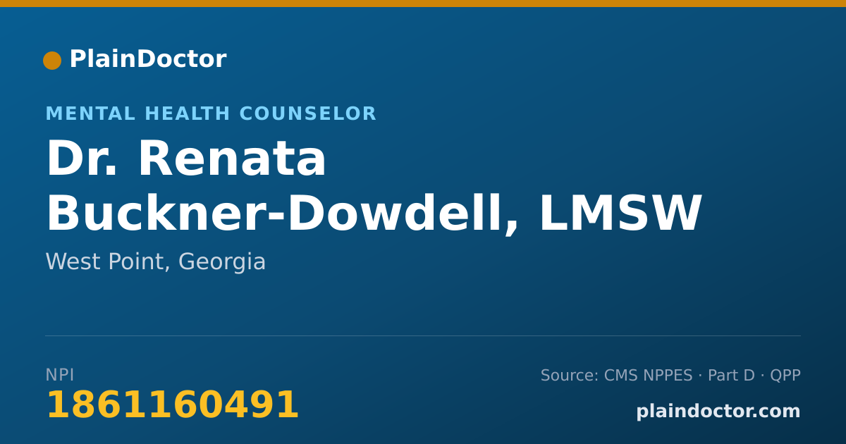 Shareable card for Renata Buckner-Dowdell, LMSW - Mental Health Counselor, West Point, GA