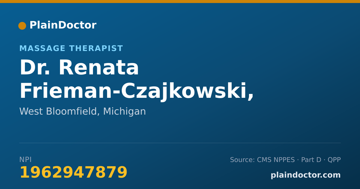 Shareable card for Renata Frieman-Czajkowski, MA, LMT - Massage Therapist, West Bloomfield, MI