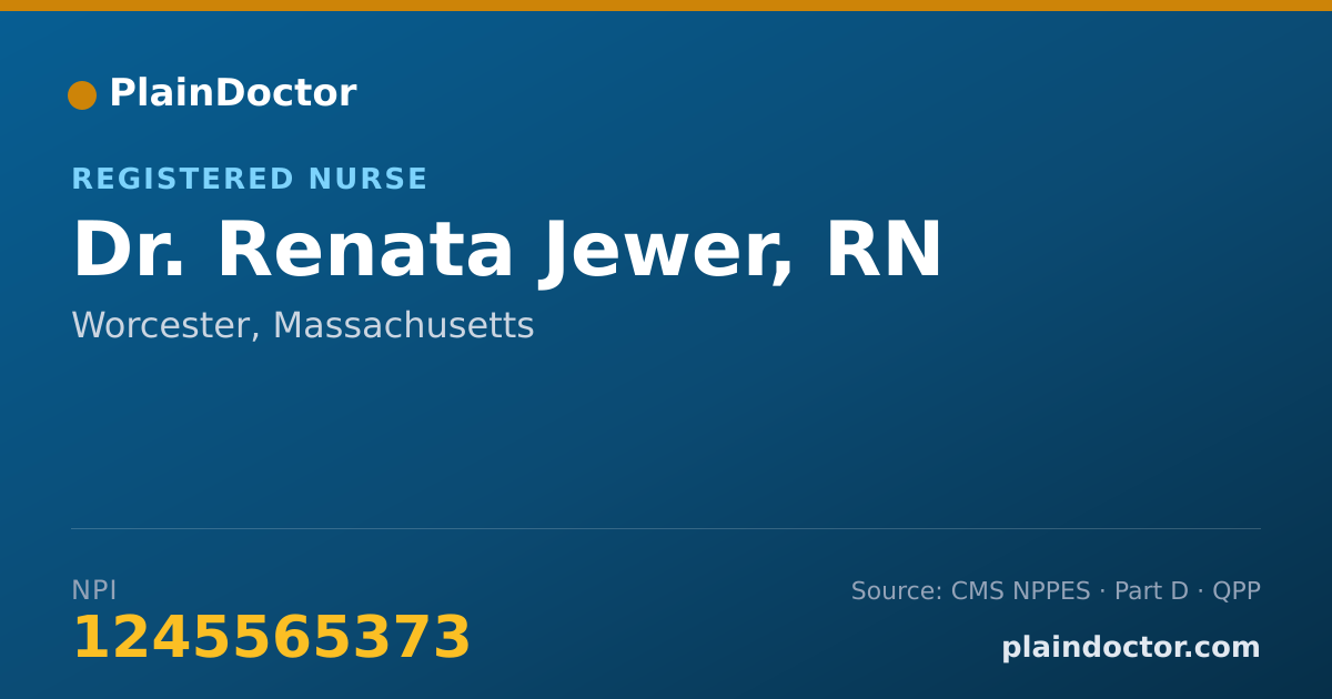 Shareable card for Renata Jewer, RN - Registered Nurse, Worcester, MA