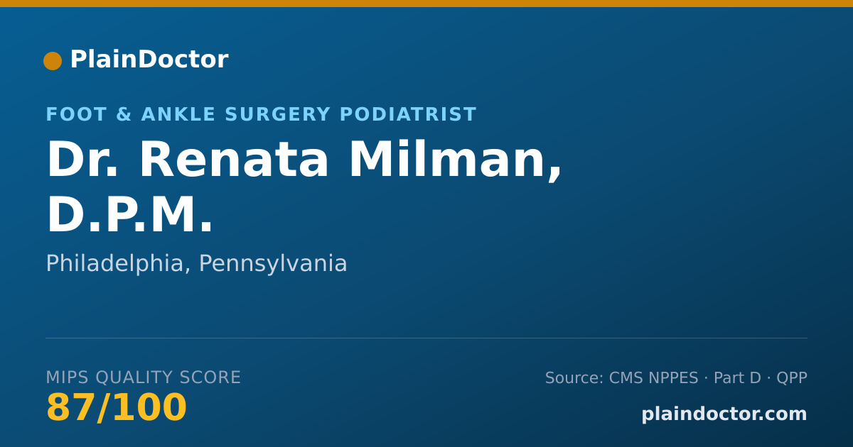 Shareable card for Renata Milman, D.P.M. - Foot & Ankle Surgery Podiatrist, Philadelphia, PA