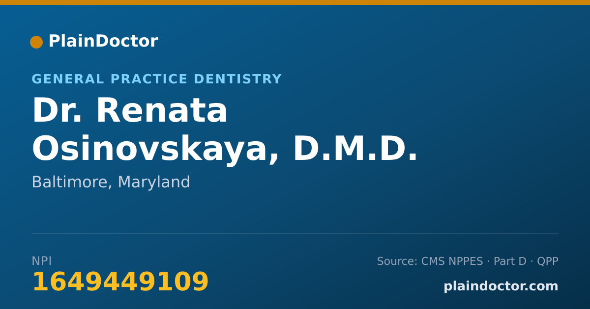 Shareable card for Renata Osinovskaya, D.M.D. - General Practice Dentistry, Baltimore, MD