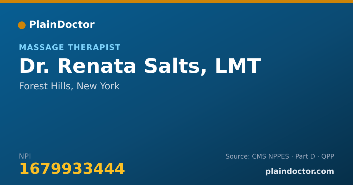 Shareable card for Renata Salts, LMT - Massage Therapist, Forest Hills, NY
