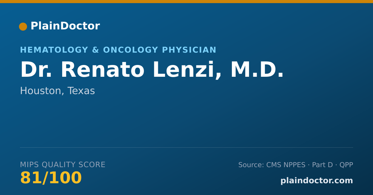 Shareable card for Renato Lenzi, M.D. - Hematology & Oncology Physician, Houston, TX