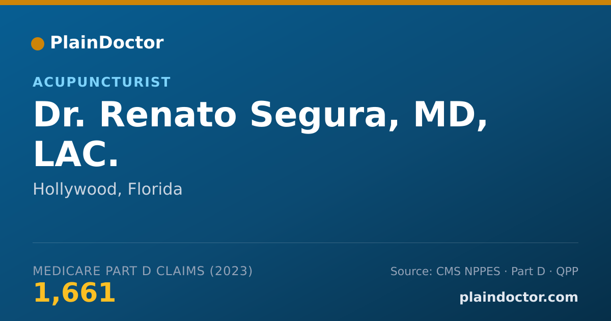 Shareable card for Renato Segura, MD, LAC. - Acupuncturist, Hollywood, FL