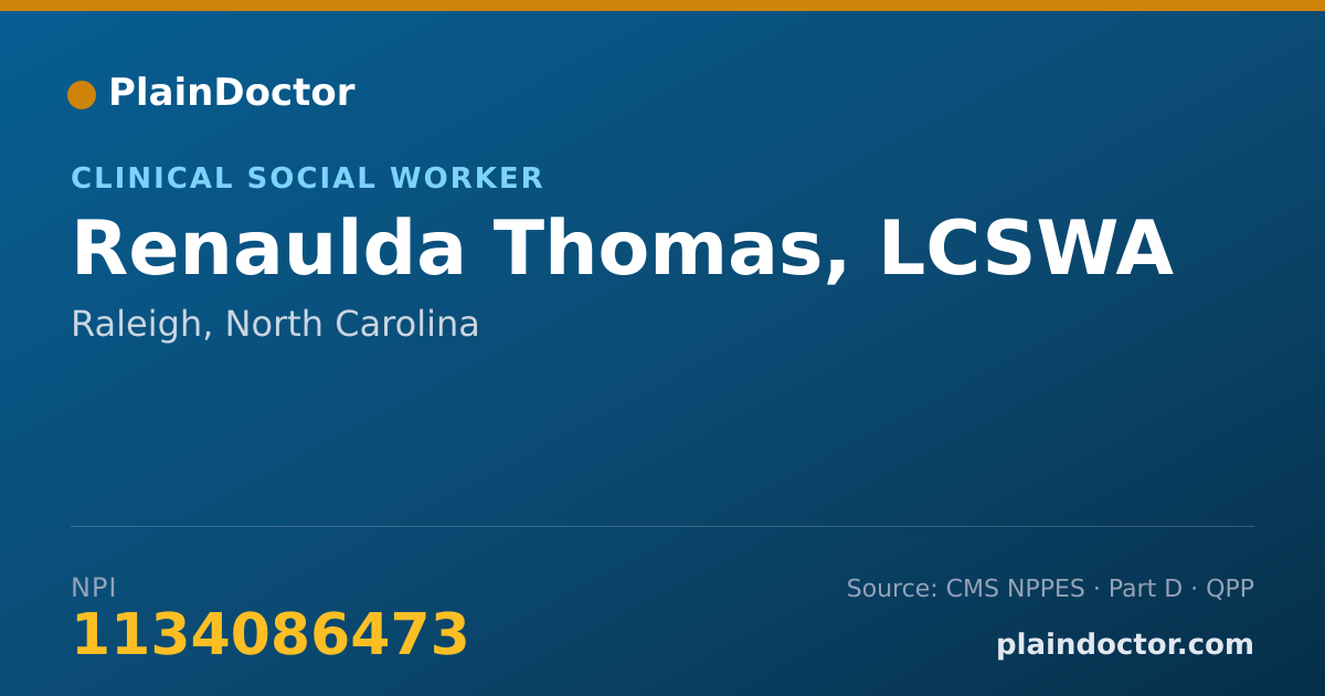 Shareable card for Renaulda Thomas, LCSWA - Clinical Social Worker, Raleigh, NC