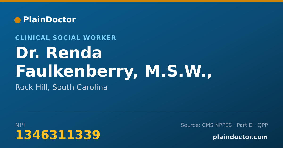 Shareable card for Renda Faulkenberry, M.S.W., L.I.S.W. - Clinical Social Worker, Rock Hill, SC