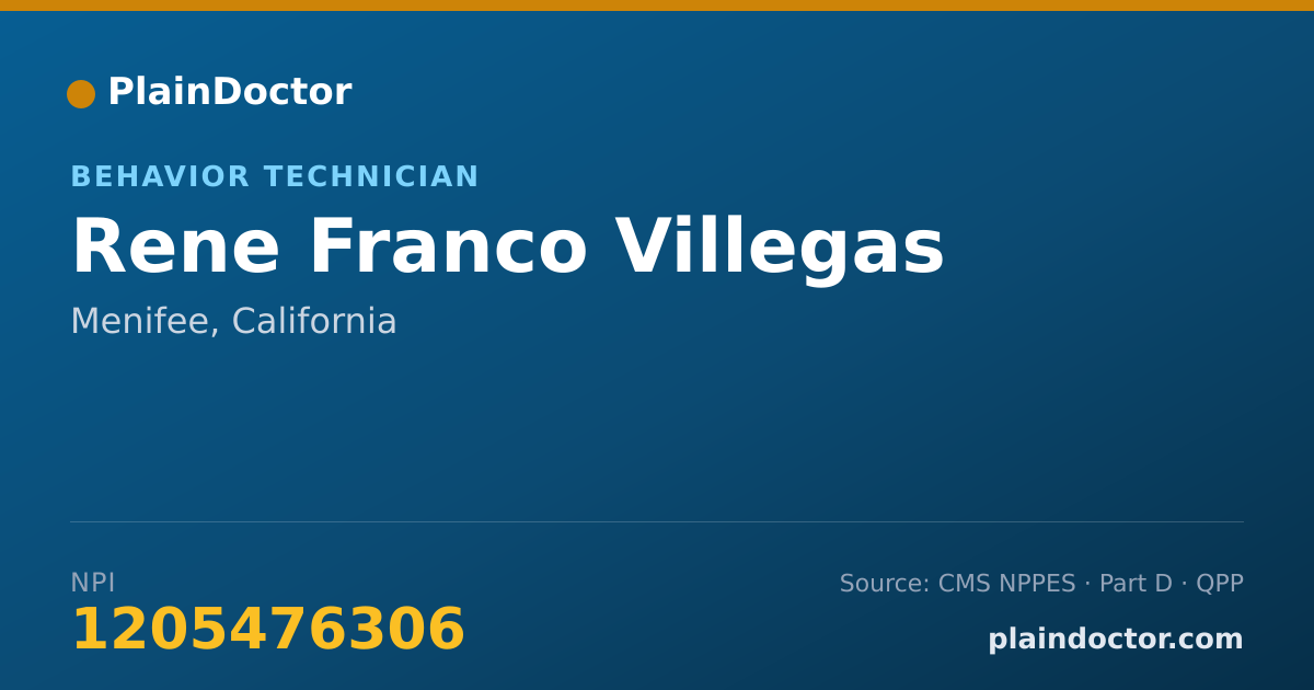 Shareable card for Rene Franco Villegas - Behavior Technician, Menifee, CA