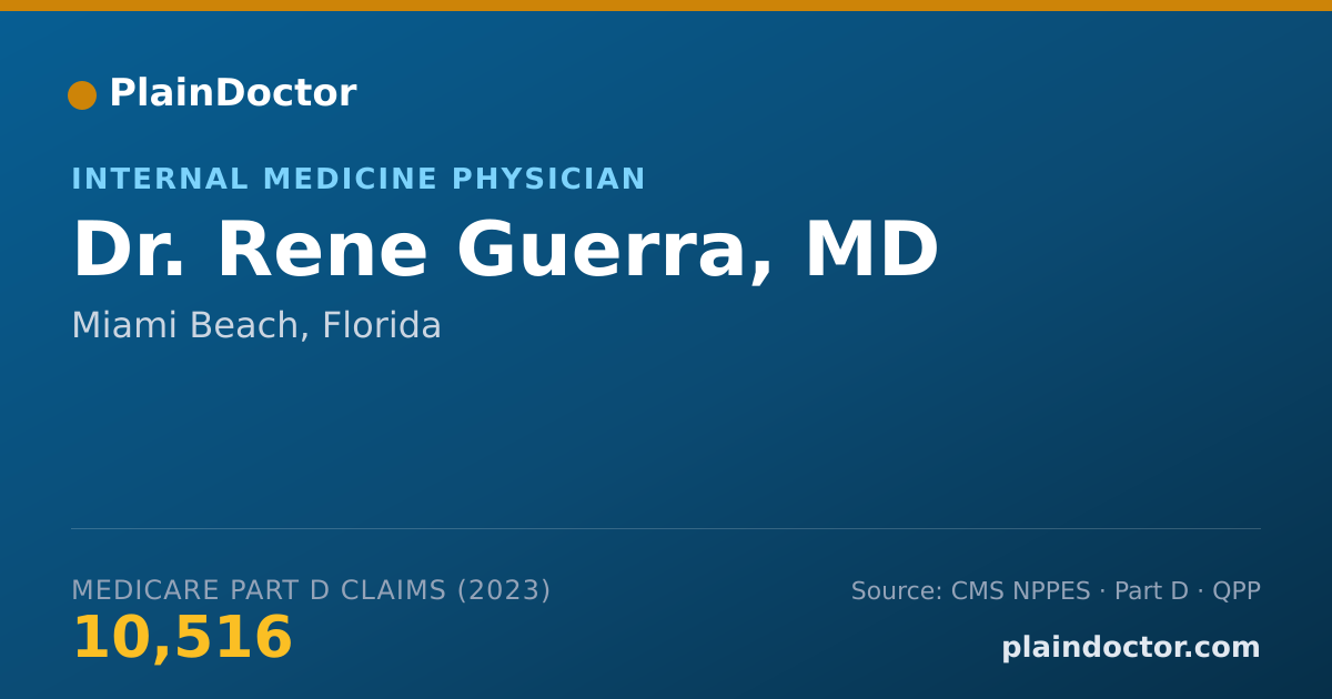 Shareable card for Rene Guerra, MD - Internal Medicine Physician, Miami Beach, FL
