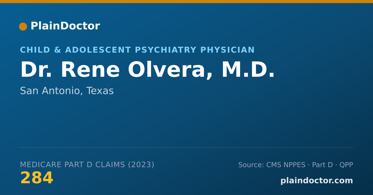 Shareable card for Rene Olvera, M.D. - Child & Adolescent Psychiatry Physician, San Antonio, TX