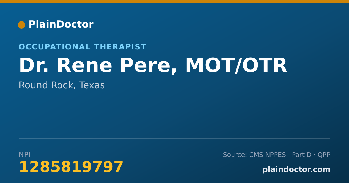 Shareable card for Rene Pere, MOT/OTR - Occupational Therapist, Round Rock, TX