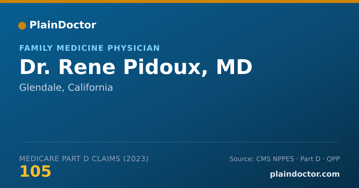 Shareable card for Rene Pidoux, MD - Family Medicine Physician, Glendale, CA