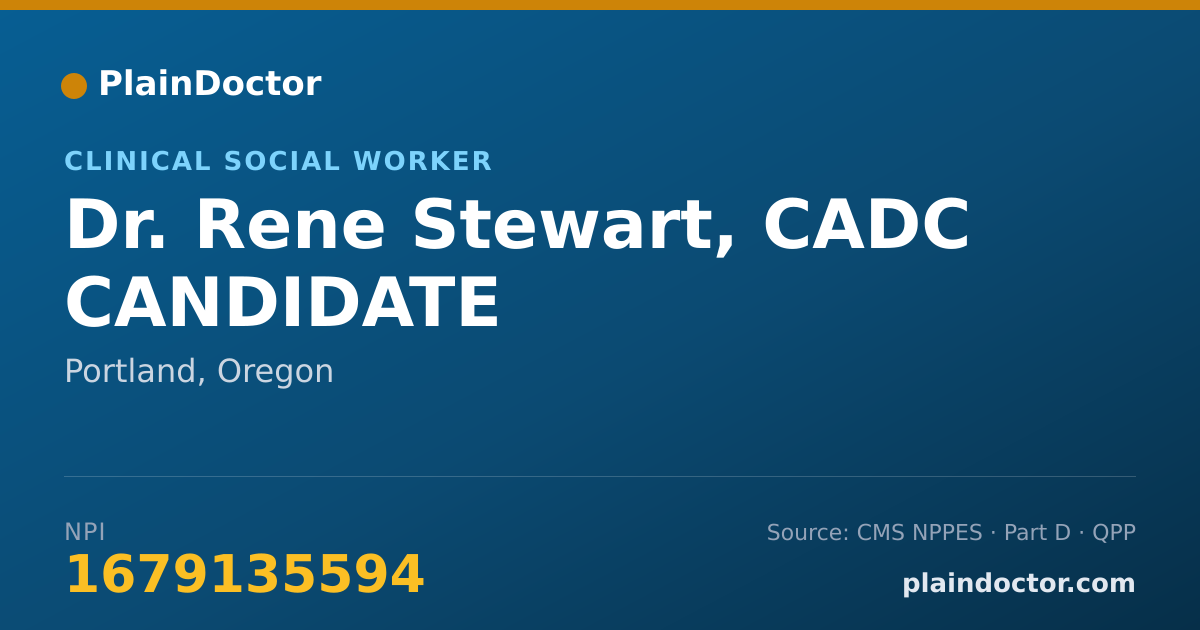 Shareable card for Rene Stewart, CADC CANDIDATE - Clinical Social Worker, Portland, OR