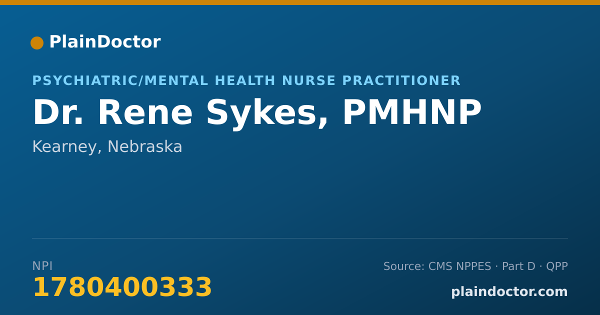 Shareable card for Rene Sykes, PMHNP - Psychiatric/Mental Health Nurse Practitioner, Kearney, NE