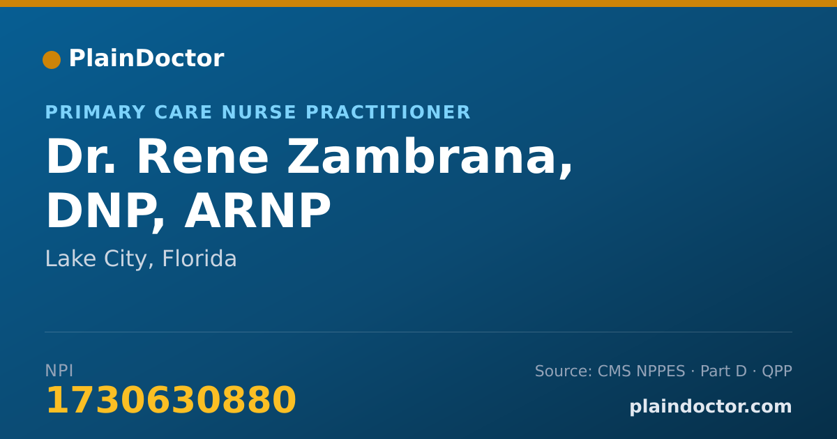 Shareable card for Rene Zambrana, DNP, ARNP - Primary Care Nurse Practitioner, Lake City, FL