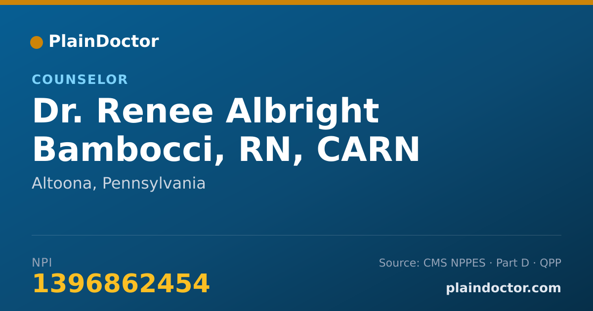 Shareable card for Renee Albright Bambocci, RN, CARN - Counselor, Altoona, PA