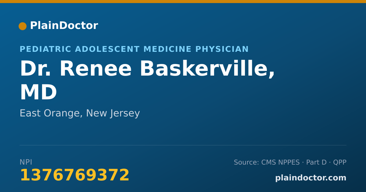 Shareable card for Renee Baskerville, MD - Pediatric Adolescent Medicine Physician, East Orange, NJ