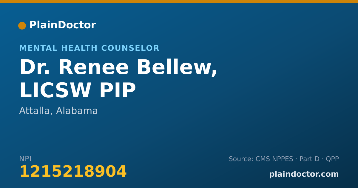 Shareable card for Renee Bellew, LICSW PIP - Mental Health Counselor, Attalla, AL