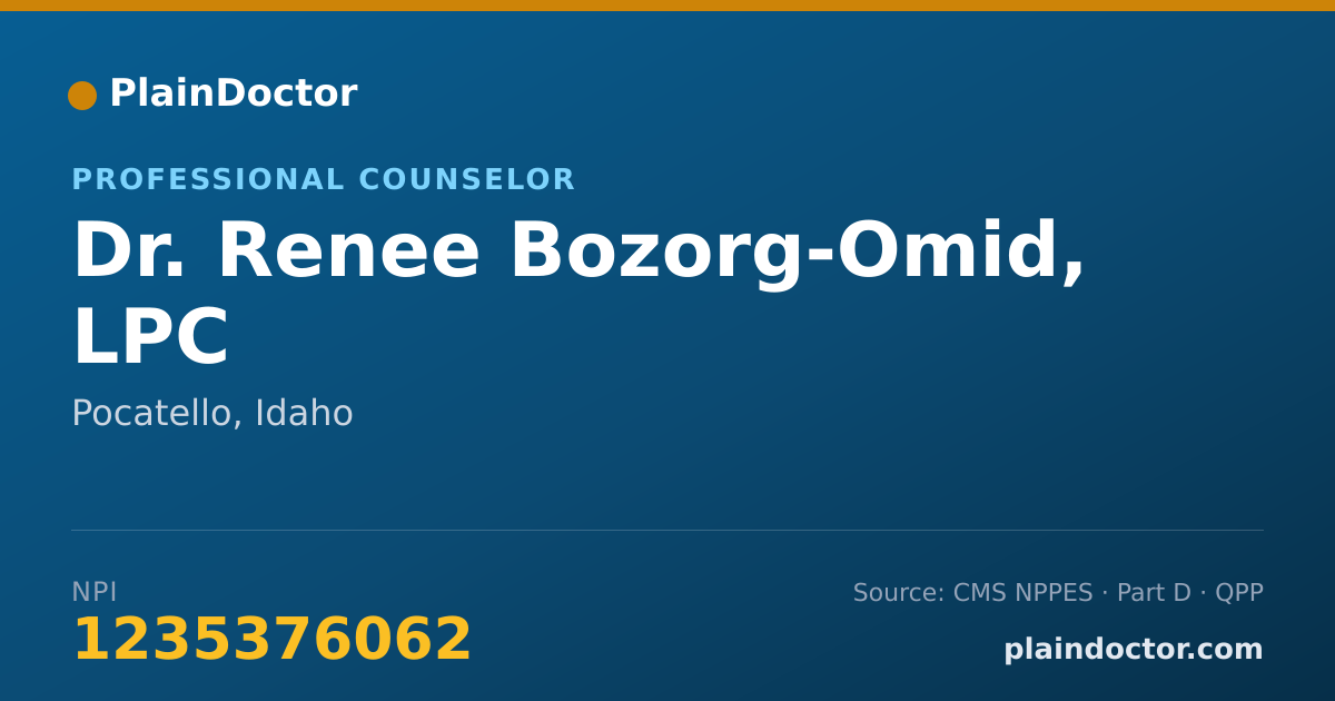 Shareable card for Renee Bozorg-Omid, LPC - Professional Counselor, Pocatello, ID