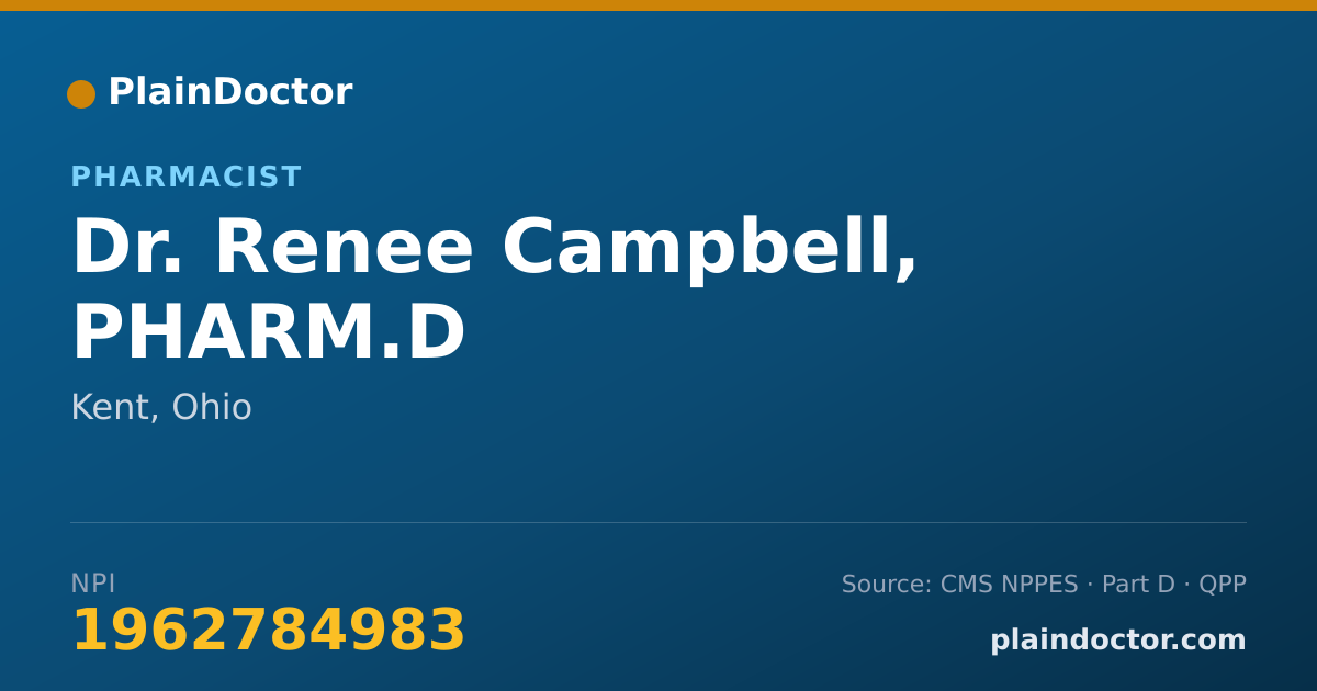 Shareable card for Renee Campbell, PHARM.D - Pharmacist, Kent, OH