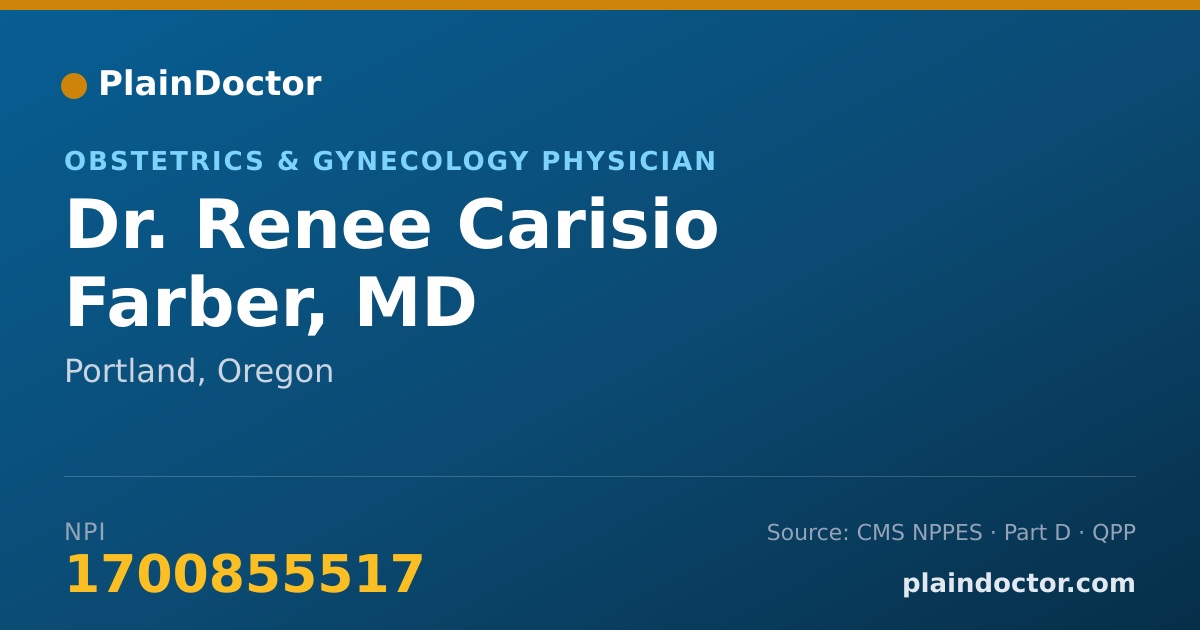 Shareable card for Renee Carisio Farber, MD - Obstetrics & Gynecology Physician, Portland, OR