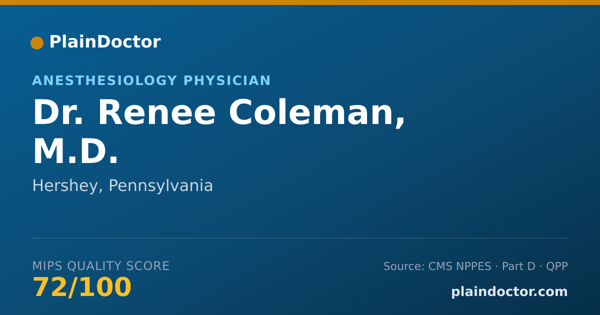 Shareable card for Renee Coleman, M.D. - Anesthesiology Physician, Hershey, PA