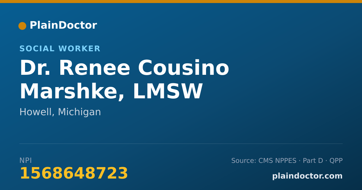 Shareable card for Renee Cousino Marshke, LMSW - Social Worker, Howell, MI