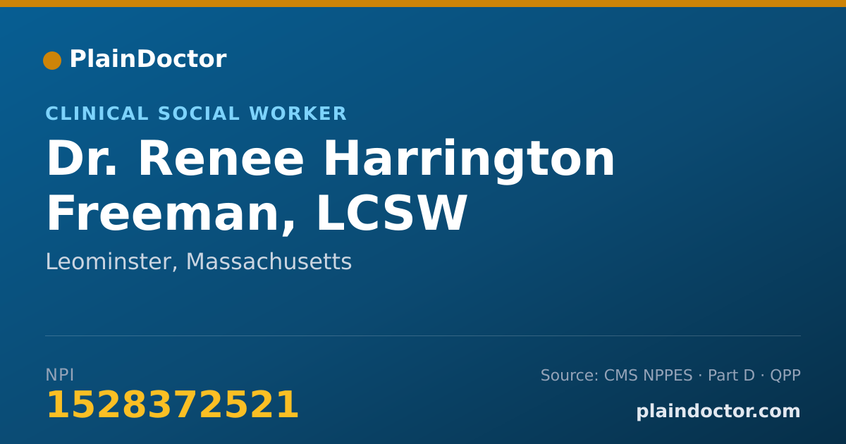 Shareable card for Renee Harrington Freeman, LCSW - Clinical Social Worker, Leominster, MA