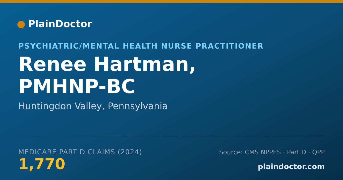 Shareable card for Renee Hartman, PMHNP-BC - Psychiatric/Mental Health Nurse Practitioner, Huntingdon Valley, PA