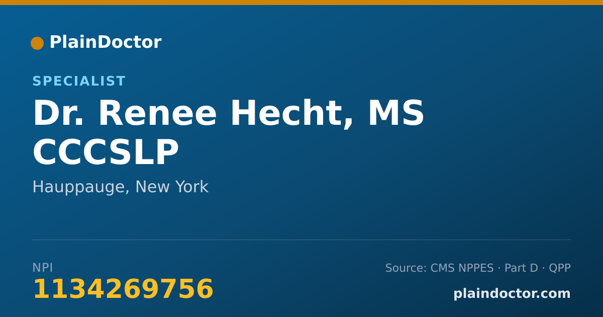 Shareable card for Renee Hecht, MS CCCSLP - Specialist, Hauppauge, NY