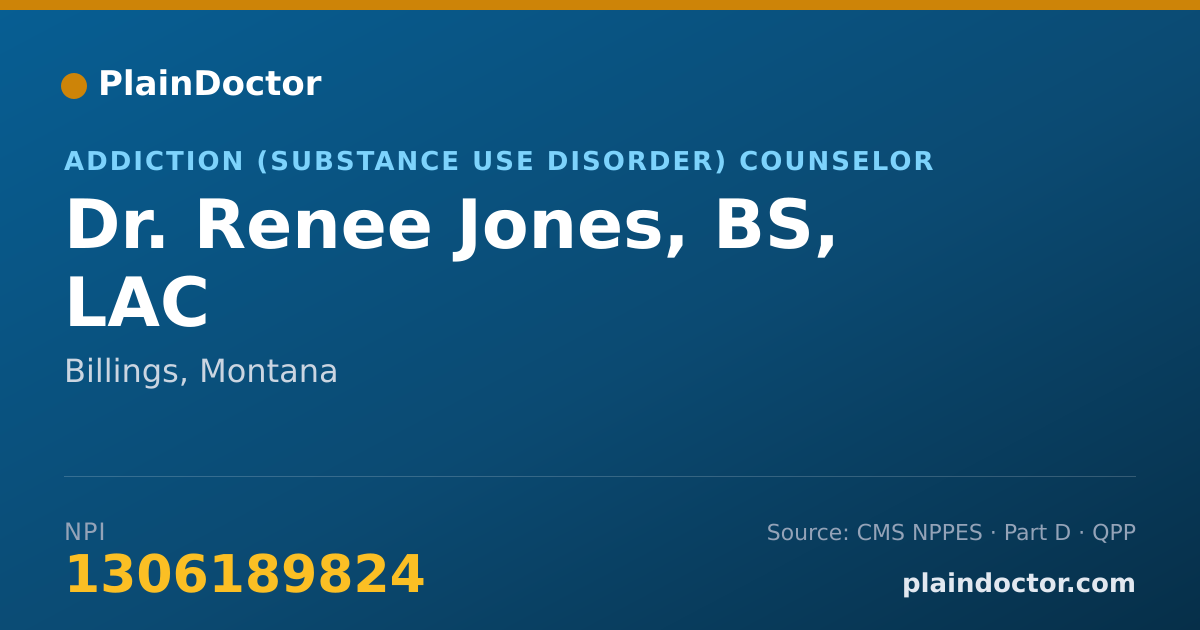 Shareable card for Renee Jones, BS, LAC - Addiction (Substance Use Disorder) Counselor, Billings, MT