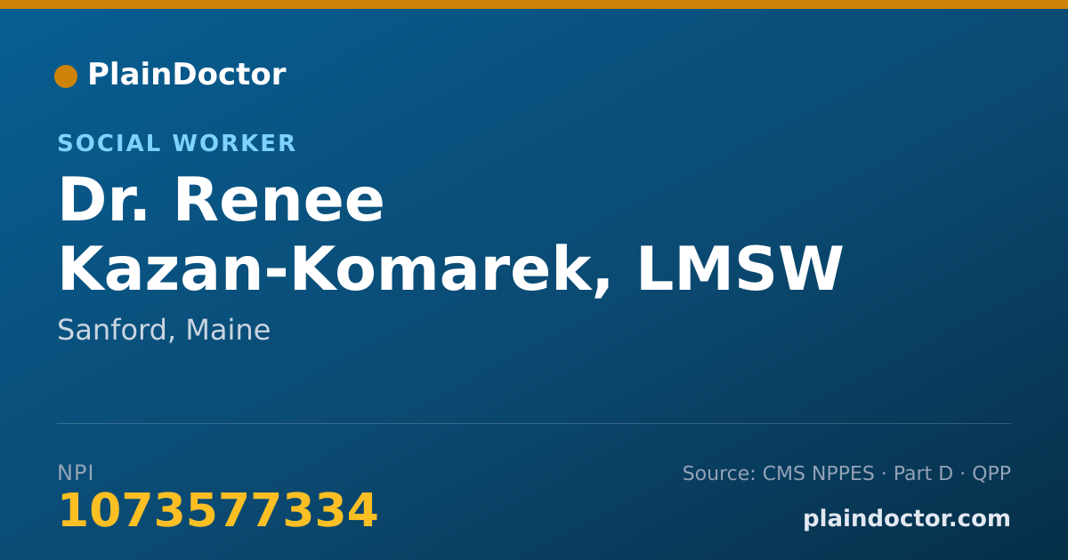 Shareable card for Renee Kazan-Komarek, LMSW - Social Worker, Sanford, ME