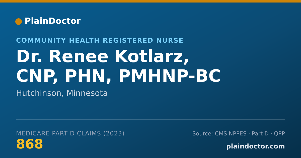 Shareable card for Renee Kotlarz, CNP, PHN, PMHNP-BC - Community Health Registered Nurse, Hutchinson, MN