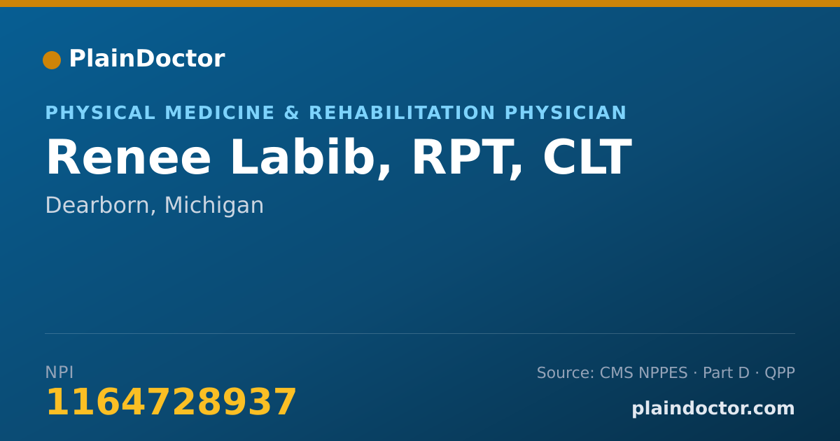 Shareable card for Renee Labib, RPT, CLT - Physical Medicine & Rehabilitation Physician, Dearborn, MI
