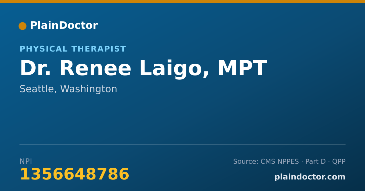 Shareable card for Renee Laigo, MPT - Physical Therapist, Seattle, WA