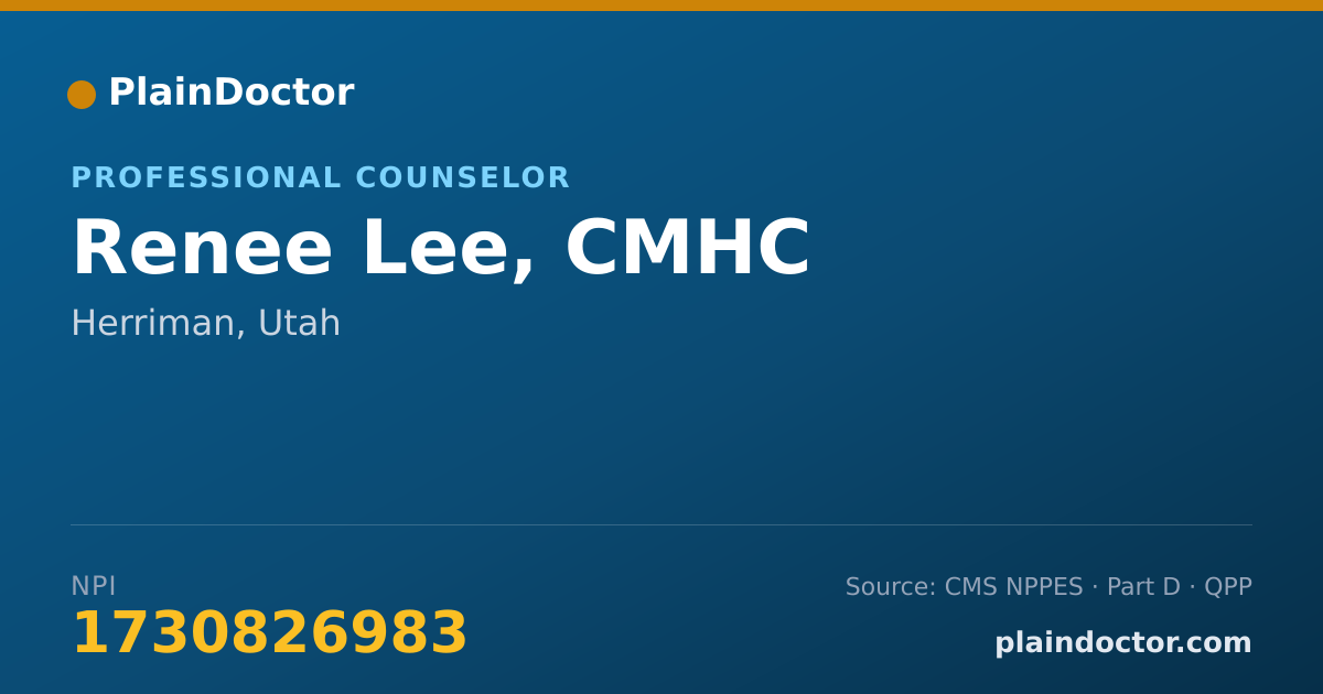 Shareable card for Renee Lee, CMHC - Mental Health Counselor, Herriman, UT