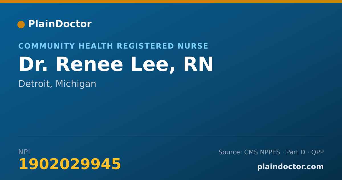 Shareable card for Renee Lee, RN - Community Health Registered Nurse, Detroit, MI