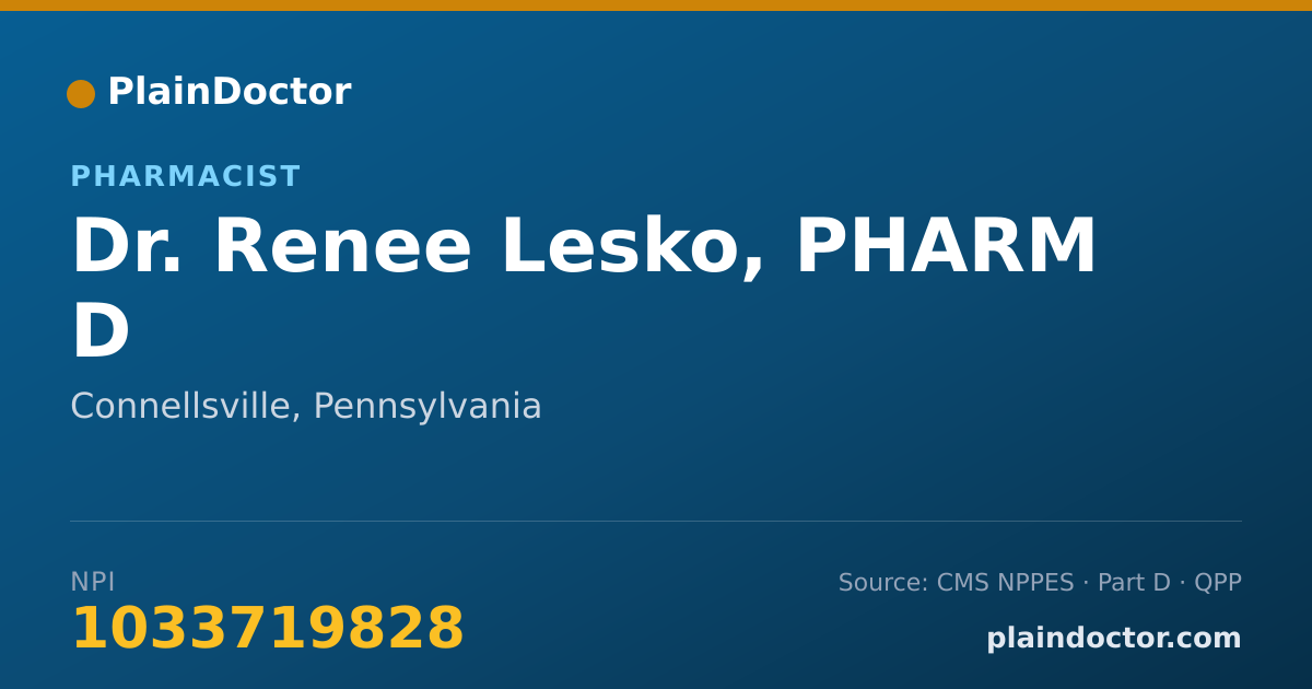 Shareable card for Renee Lesko, PHARM D - Pharmacist, Connellsville, PA