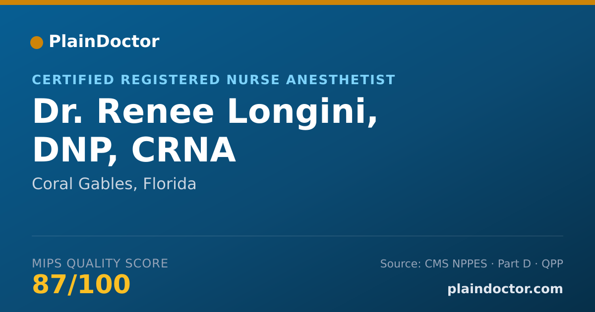 Shareable card for Renee Longini, DNP, CRNA - Certified Registered Nurse Anesthetist, Coral Gables, FL