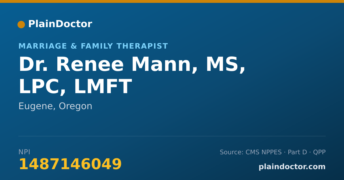 Shareable card for Renee Mann, MS, LPC, LMFT - Marriage & Family Therapist, Eugene, OR